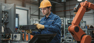 Robotics Engineer Monitoring Equipment